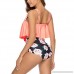 Vertvie Women Tropical Flounce High Waisted Padded Push Up Bikini Set Ruffles Print Backless Two Piece Swimsuit Orange B07N82WGB5